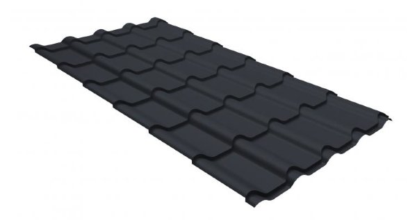 Металлочерепица камея GL 0,5 GreenCoat Pural matt RR 23 темно-серый (RAL 7024 мокрый асфальт) купить в Феодосии