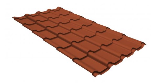 Металлочерепица камея GL 0,5 GreenCoat Pural RR 750 кирпично-красный (RAL 8004 терракота) купить в Феодосии