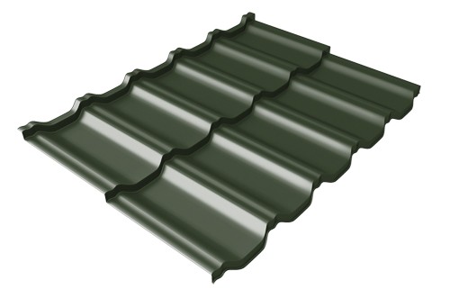 Металлочерепица модульная Квинта Uno Grand Line c 3D резом 0,5 GreenСoat Pural RR 11 темно-зеленый (RAL 6020 хромовая зелень) купить в Феодосии