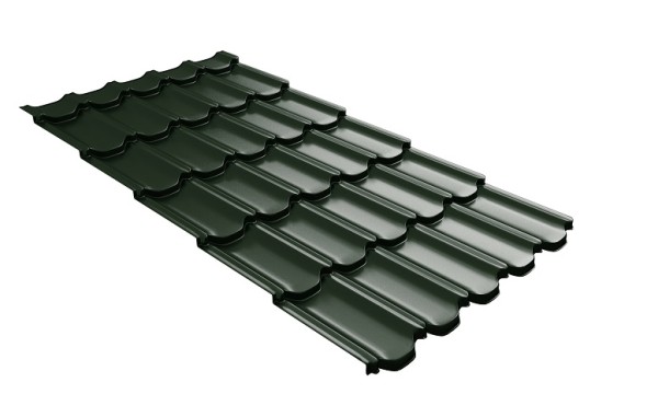 Металлочерепица квинта плюс с 3D резом 0,5 GreenСoat Pural RR 11 темно-зеленый (RAL 6020 хромовая зелень) купить в Феодосии