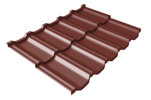 Металлочерепица модульная Квинта Uno Grand Line c 3D резом 0,5 Satin RAL 3009 оксидно-красный купить в Феодосии
