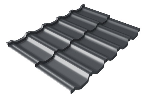 Металлочерепица модульная Квинта Uno Grand Line c 3D резом 0,45 Drap RAL 7024 мокрый асфальт купить в Феодосии