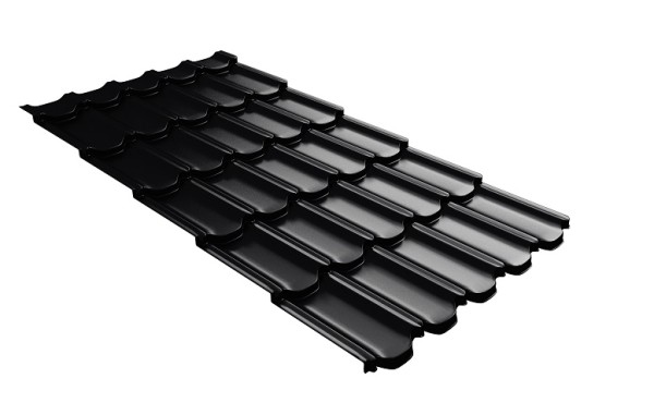 Металлочерепица квинта плюс с 3D резом 0,5 Satin Мatt RAL 9005 черный купить в Феодосии
