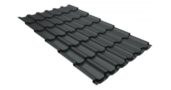Металлочерепица квинта плюс 0,5 GreenCoat Pural RR 23 темно-серый (RAL 7024 мокрый асфальт) купить в Феодосии
